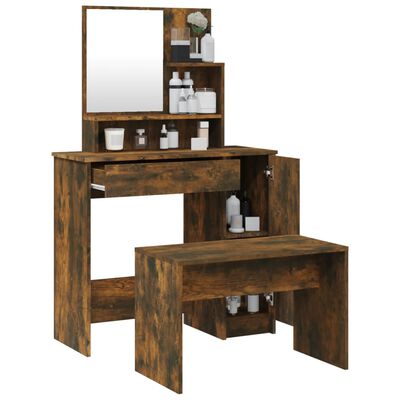 vidaXL Dressing Table Set Smoked Oak 86.5x35x136 cm