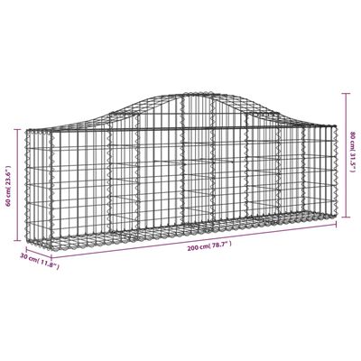 vidaXL Arched Gabion Baskets 9 pcs 200x30x60/80 cm Galvanised Iron