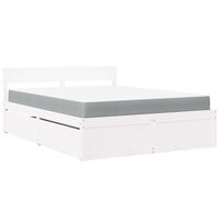 vidaXL Bed with Drawers and Mattress White 140x200 cm Solid Wood Pine