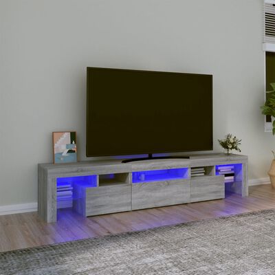 vidaXL TV Cabinet with LED Lights Grey Sonoma 200x36.5x40 cm