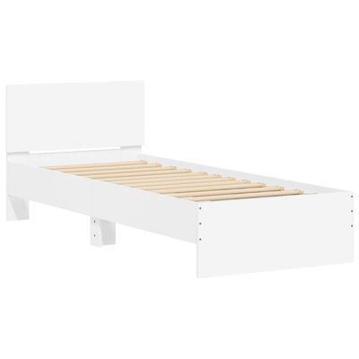 vidaXL Bed Frame with Headboard White 90x190 cm Single Engineered wood