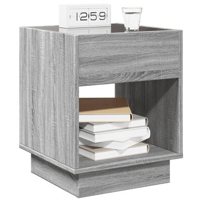 vidaXL Bedside Table with Infinity LED Grey Sonoma 40x40x50 cm