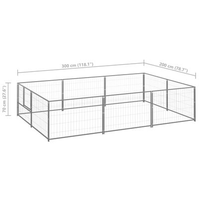 vidaXL Dog Kennel Silver 6 m² Steel