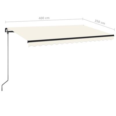 vidaXL Manual Retractable Awning with LED 400x350 cm Cream