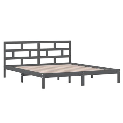 vidaXL Bed Frame without Mattress Grey Double Solid Wood