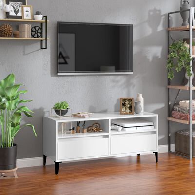 vidaXL TV Cabinet High Gloss White 100x34.5x44.5 cm Engineered Wood