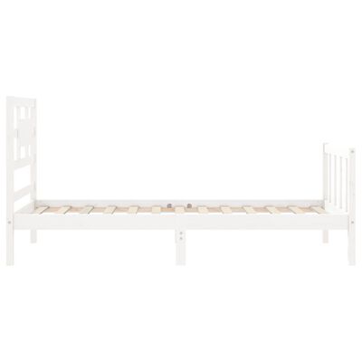 vidaXL Bed Frame without Mattress White Single Solid Wood Pine