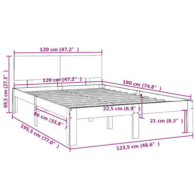 vidaXL Bed Frame without Mattress White 120x190 cm Small Double