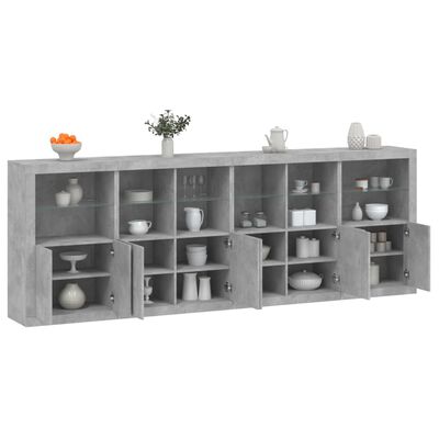 vidaXL Sideboard with LED Lights Concrete Grey 283x37x100 cm