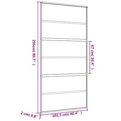 vidaXL Sliding Door Gold 102.5x205 cm Clear ESG Glass and Aluminium