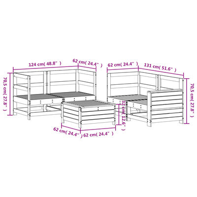 vidaXL 5 Piece Garden Sofa Set Impregnated Wood Pine