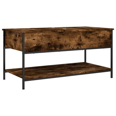 vidaXL Coffee Table Smoked Oak 100x50x50 cm Engineered Wood and Metal