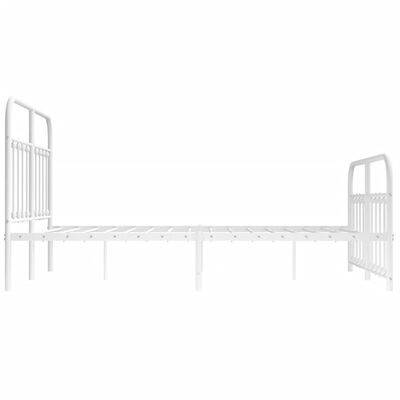 vidaXL Metal Bed Frame without Mattress with Footboard White 150x200 cm King Size