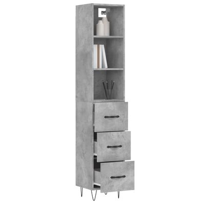 vidaXL Highboard Concrete Grey 34.5x34x180 cm Engineered Wood