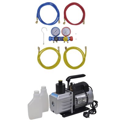 vidaXL Vacuum Pump with 4-way Manifold Gauge Set for Air Conditioning