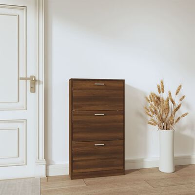 vidaXL Shoe Cabinet Brown Oak 59x17x108 cm Engineered Wood