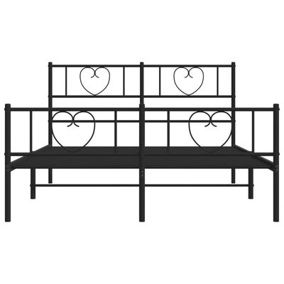 vidaXL Metal Bed Frame without Mattress with Footboard Black 120x190 cm Small Double