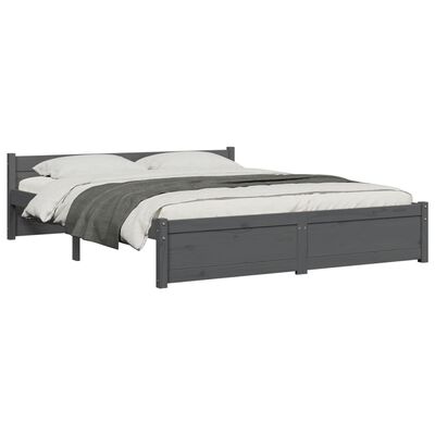 vidaXL Bed Frame without Mattress Grey Solid Wood 150x200 cm King Size