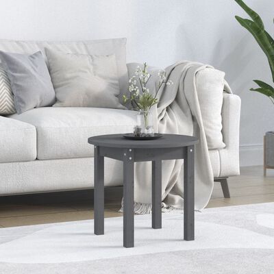 vidaXL Coffee Table Grey Ø 45x40 cm Solid Wood Pine