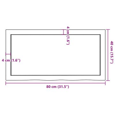 vidaXL Table Top 80x40x(2-4) cm Untreated Solid Wood Oak