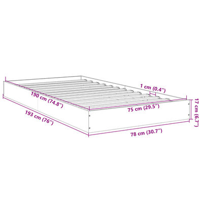 vidaXL Bed Frame without Mattress White 75x190 cm Small Single Engineered Wood