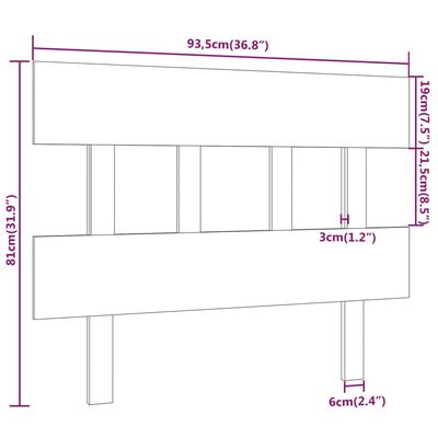 vidaXL Bed Headboard Black 93.5x3x81 cm Solid Wood Pine