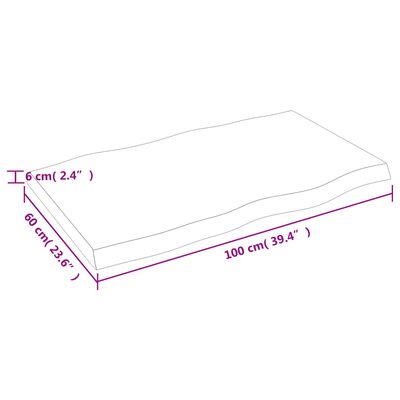 vidaXL Table Top 100x60x(2-6) cm Untreated Solid Wood Live Edge