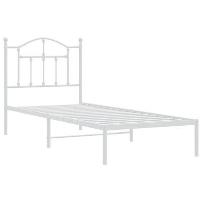 vidaXL Metal Bed Frame without Mattress with Headboard White 80x200 cm