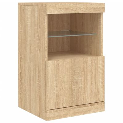 vidaXL Sideboard with LED Lights Sonoma Oak 123x37x67 cm