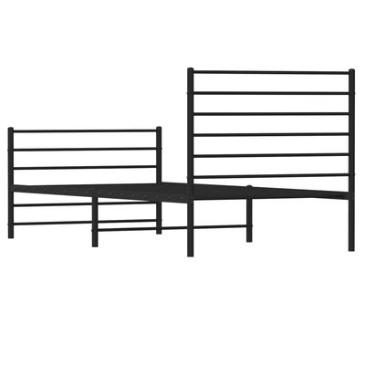 vidaXL Metal Bed Frame without Mattress with Footboard Black 107x203 cm