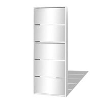 vidaXL Shoe Cabinet 5-Layer Mirror White 63x17x169.5 cm