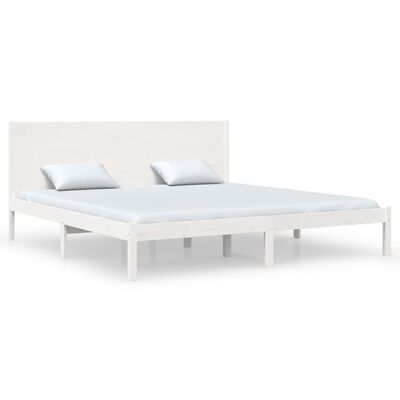 vidaXL Bed Frame without Mattress White 180x200 cm Super King Solid Wood