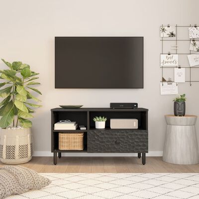 vidaXL TV Cabinet Black 80x33x46 cm Solid Wood Mango