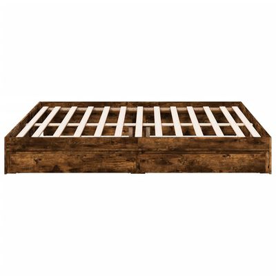 vidaXL Bed Frame with Drawers without Mattress Smoked Oak 200x200 cm