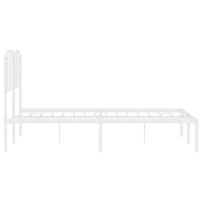 vidaXL Metal Bed Frame without Mattress with Headboard White 140x190 cm