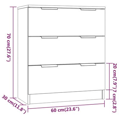 vidaXL 3 Piece Sideboards Concrete Grey Engineered Wood