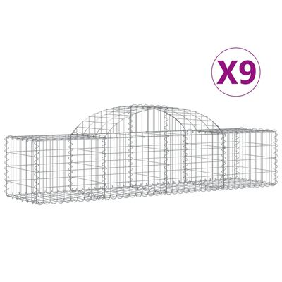 vidaXL Arched Gabion Baskets 9 pcs 200x50x40/60 cm Galvanised Iron