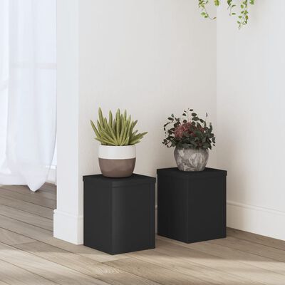 vidaXL Plant Stands 2 pcs Black 15x15x20 cm Engineered Wood