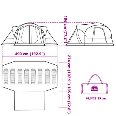 vidaXL Family Tent Tipi 8-Person Blue Waterproof