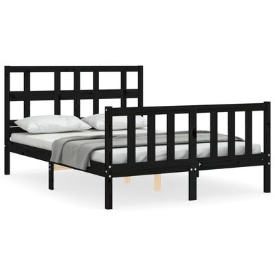 vidaXL Bed Frame without Mattress Black 140x200 cm Solid Wood Pine