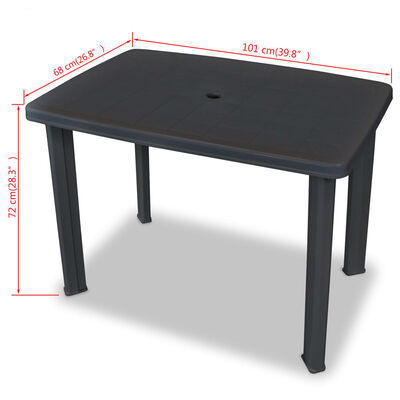 vidaXL Garden Table Anthracite 101x68x72 cm Plastic