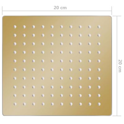 vidaXL Rain Shower Head Stainless Steel 20x20 cm Square Gold