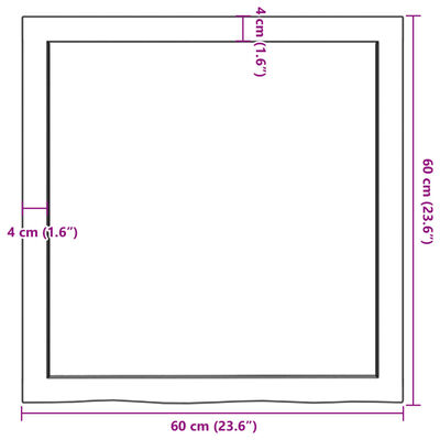 vidaXL Bathroom Countertop 60x60x(2-4) cm Untreated Solid Wood