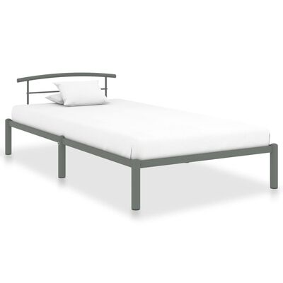 vidaXL Bed Frame without Mattress Grey Metal 90x200 cm