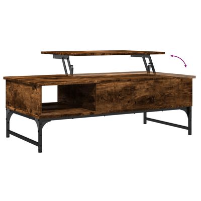 vidaXL Coffee Table Smoked Oak 100x50x35 cm Engineered Wood and Metal