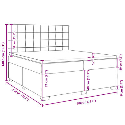 vidaXL Box Spring Bed with Mattress Dark Grey 200x200 cm Velvet