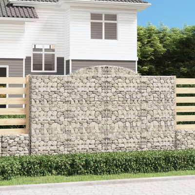 vidaXL Arched Gabion Basket 300x30x180/200 cm Galvanised Iron