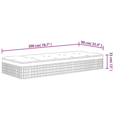 vidaXL Pocket Spring Mattress Medium Firm 90x200 cm