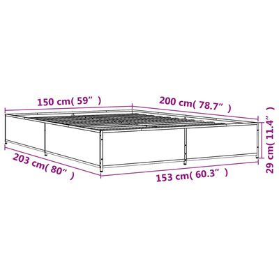 vidaXL Bed Frame without Mattress Brown Oak 150x200 cm King Size