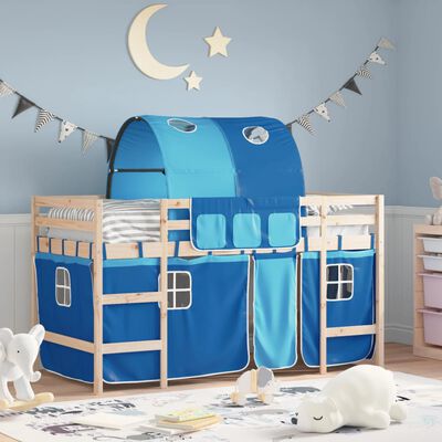 vidaXL Kids' Loft Bed with Tunnel without Mattress Blue 80x200 cm